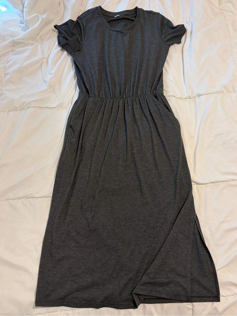 Old Navy Charcoal Gray Short-Sleeve Midi Dress